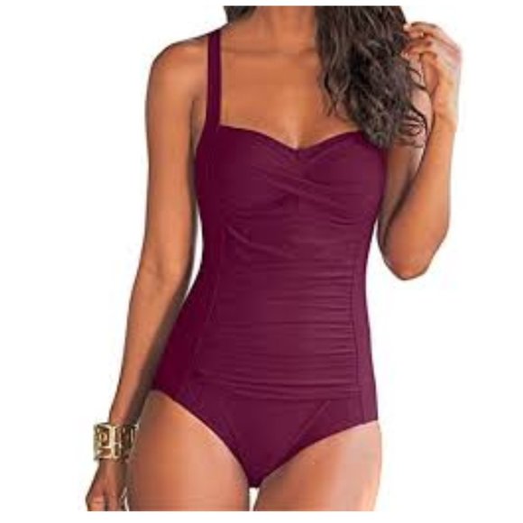 Women's 1 Piece Swimsuit Front Twist Bathing Suits Tummy Control Swimwear SIZE 8 - Picture 3 of 8